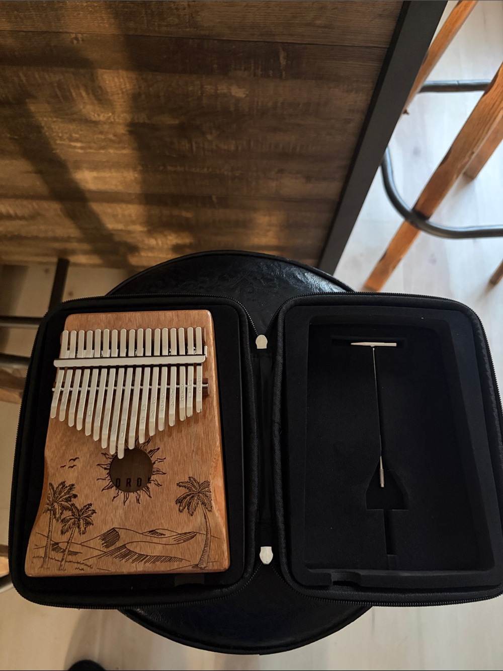 ORORA varnished handcrafted 17 key kalimba thumb piano w/ tuning hammer